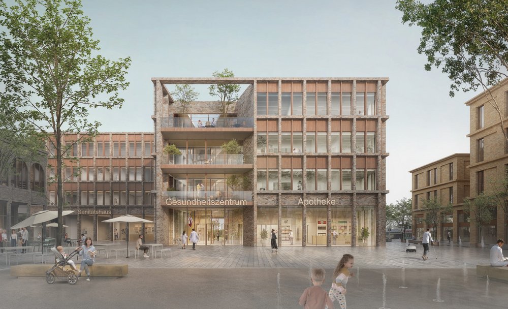Gewinner-Entwurf des Architektenwettbewerbs für das geplante Gesundheitszentrum Investition der Stadt in ein Gesundheitszentrum soll private Investoren zu eigenen Investitionen anreizen.