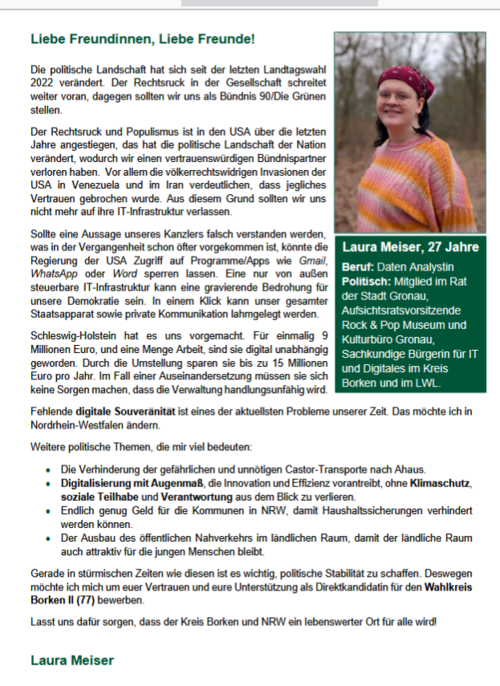 Lauras Vorstellungsrede